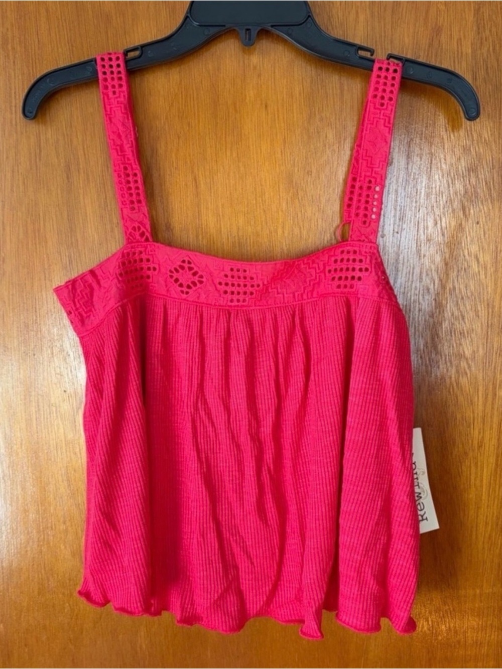 Women’s Pink Crochet-Trim Tank Top